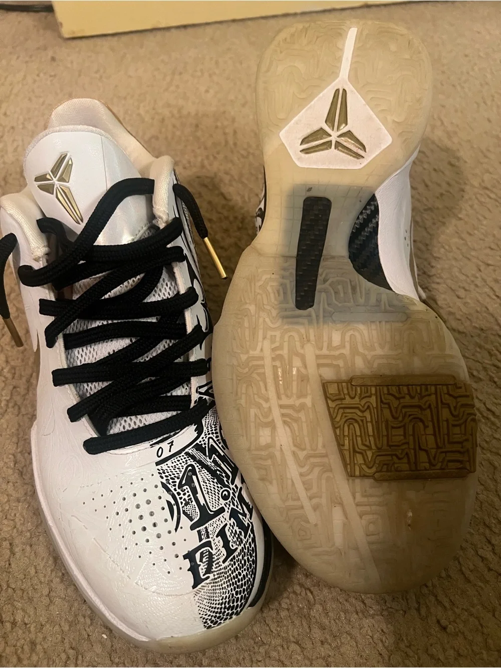 Kobe Bryant Signature Sneakers in White & Black